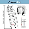 [US Local Warehouse] Wall-Mounted Folding Stairs Attic Ladder Pull Down System with Handrails Retractable Loft Ladder for Indoor/Storehouse/Basement 600lbs Capacity