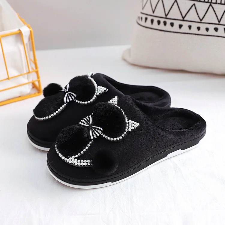 Women Cotton Slippers Cute Cat Slippers Ladies Platform Indoor Shoes  Stunahome.com