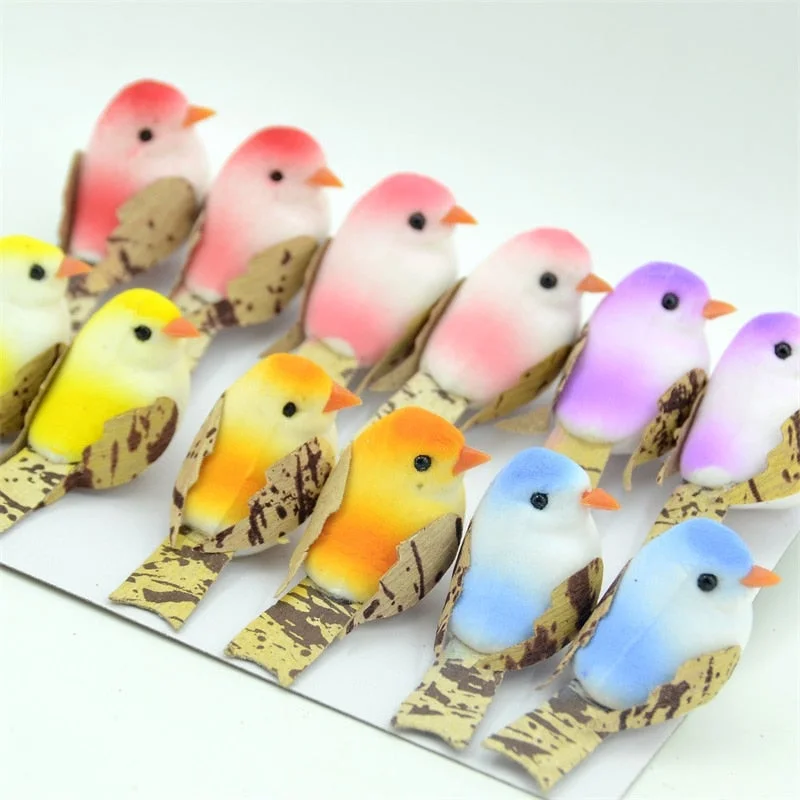 4pcs/lot Cheap Mini Artificial Glittering Foam Birds Home Wedding Party Decorative Handicraft Diy Gift Box Accessories