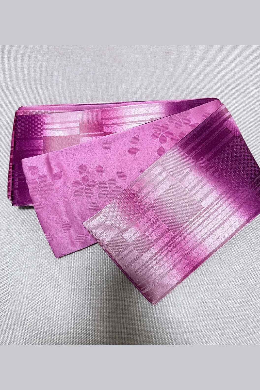 Flat Obi Belt--Purple Sakura Stupa Stones