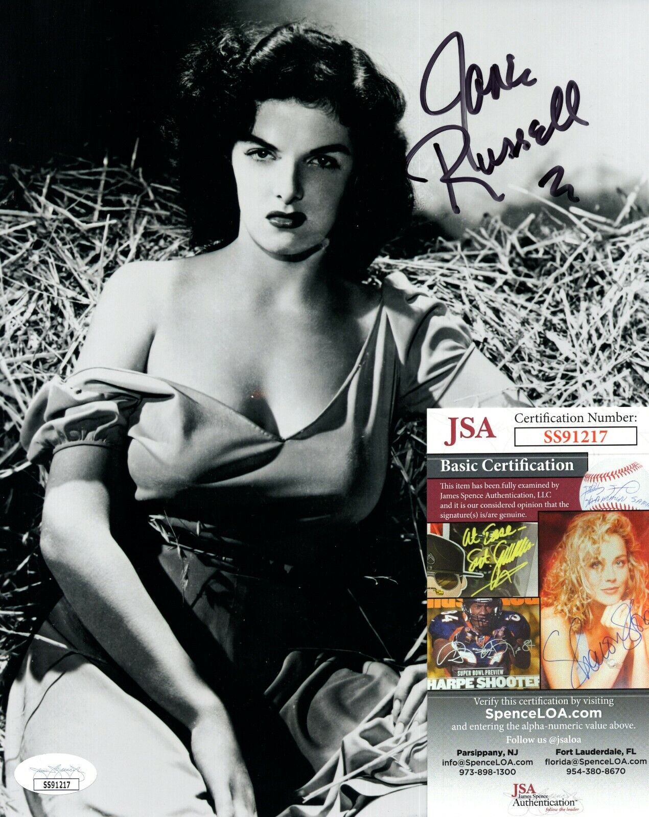 Jane Russell Actress Hand Signed Autograph 8x10 Outlaw Movie Photo Poster painting with JSA COA