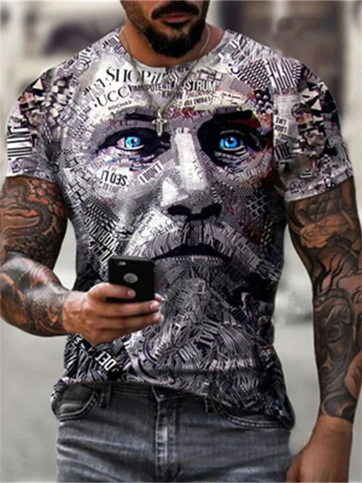 Street Trend Retro Warrior Digital Print 3D T-shirt Men's Short-sleeved Sports Tops