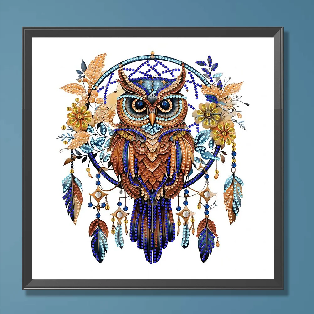 Diamond Painting - Partial Special Shaped Drill - Owl Dreamcatcher(Canvas|30*30cm)
