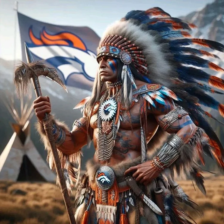 Denver Broncos Indians 40*40CM (Canvas) Full Round Drill Diamond Painting gbfke