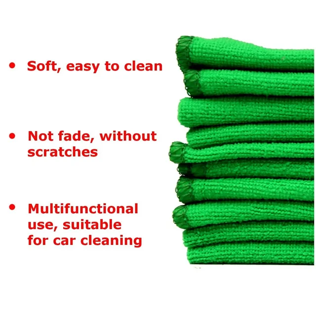 Garlaven 10pcs Soft Green Car Duster Towel Cleaning Cloth 11x11in