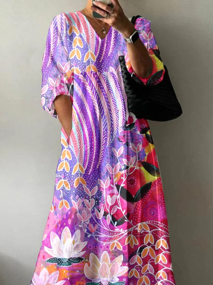 Women's Resort Style Patterned Cotton Dress