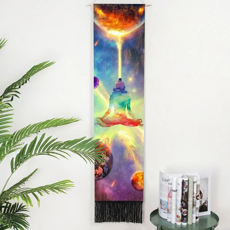 Moon Phases Tapestry Wall Art Hanging Tarot Witchcraft Tapestries HD Printing Sun Moon Tapestry Psychedelic Decor Tassel Carpet