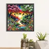 Fleurs dans les bois-peinture diamant en forme sp&eacute;ciale-30*30cm