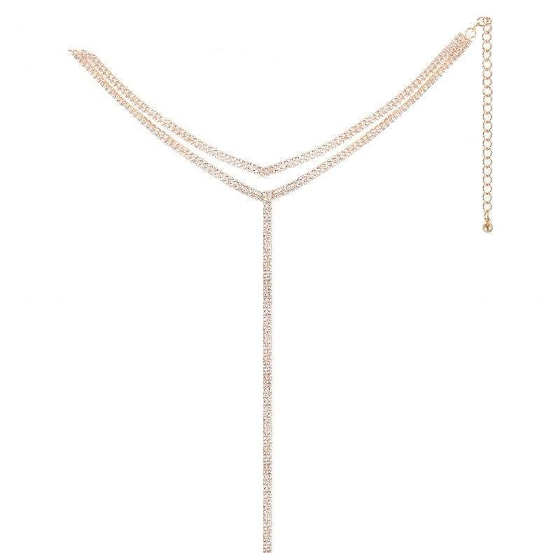 T-type crystal rhinestone sexy necklace-zachics