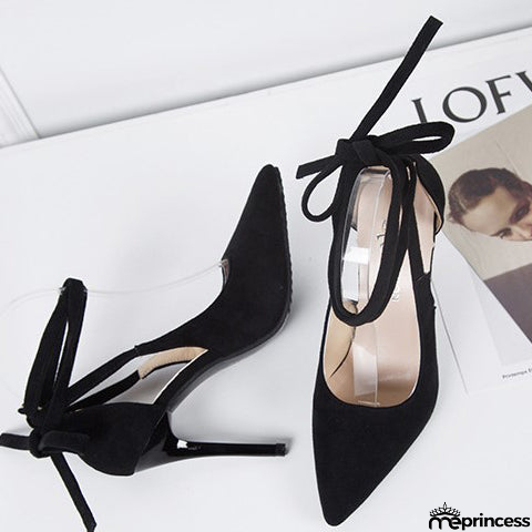 Sexy Pointed Stiletto Heels Pumps Lace-up Sandals