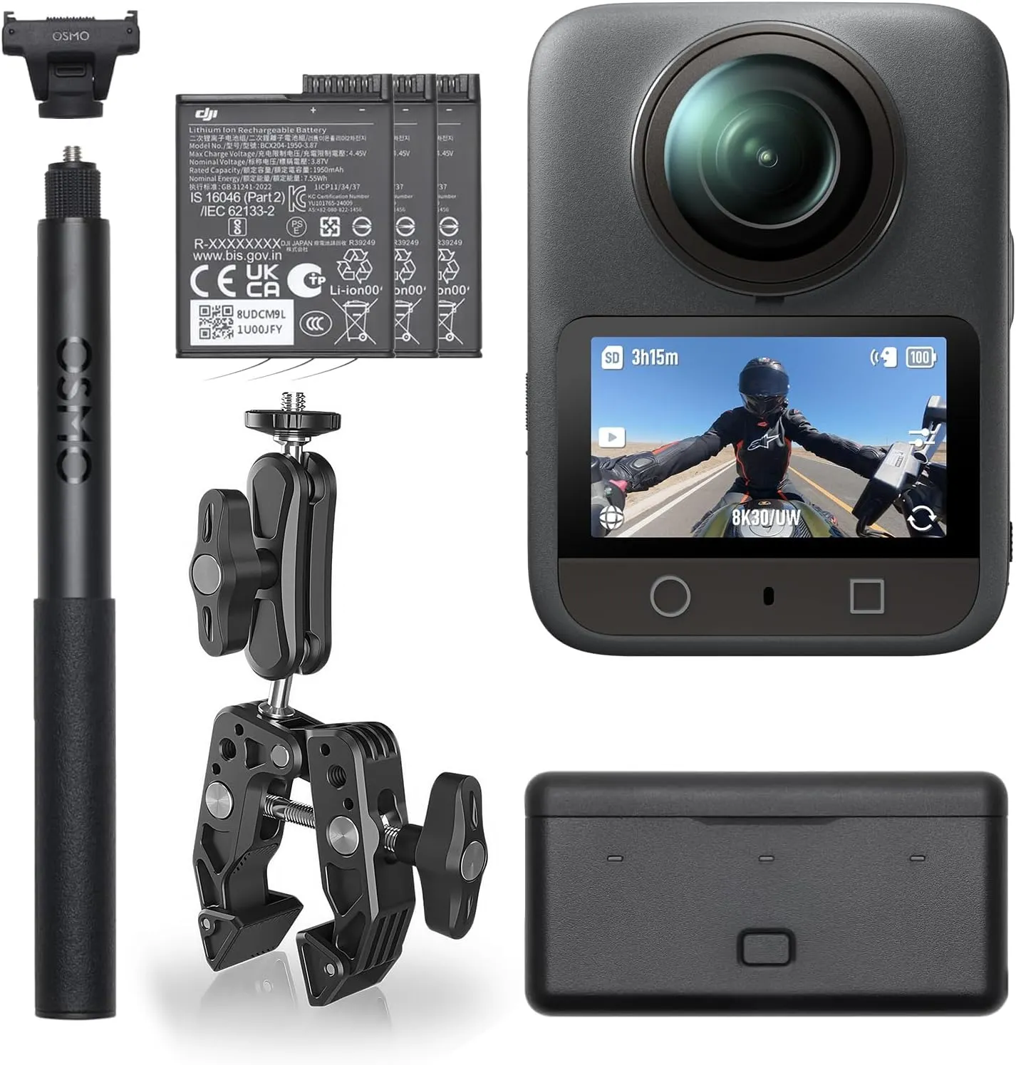 DJI Osmo 360 Motorcycle Handlebar POV Combo, 360 Action Camera