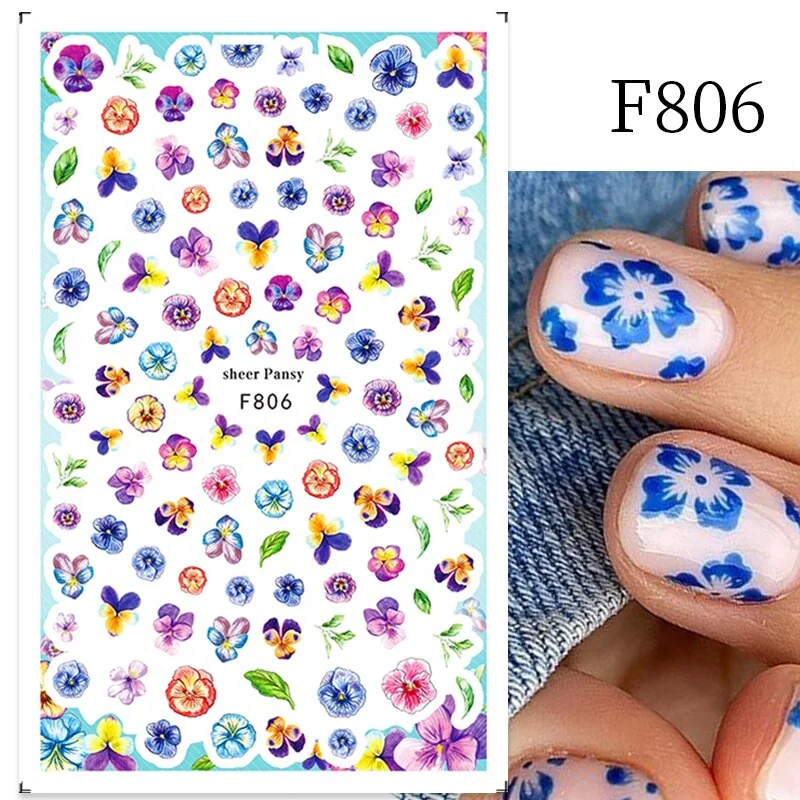 1PC 3D Nail Stickers Flowers Leaves Self-Adhesive Slider Letters Nail Art Decorations Decals Nail Art Tool Manicure Accessories-Nail Inspo
