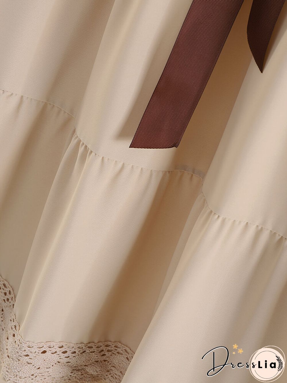 Lace Stitch Solid Tiered V-neck Sleeveless Maxi Dress