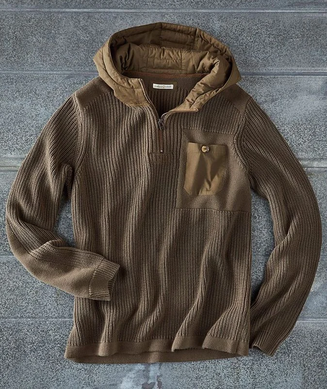 Men's Fashion Warm Hooded Pocket Long Sleeve Knit Sweater