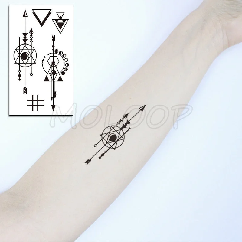 Water Transfer Tattoo Sexy Black Letter Lifeline Tattoo Body Art Waterproof Temporary Fake Flash Tattoo for Man Woman 10.5*6cm
