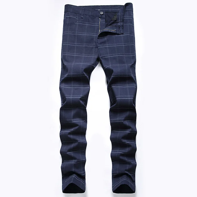 BrosWear Men's Stretch Slim Plaid Suit Pants