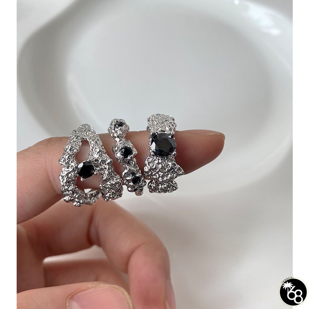 Irregular Black Stone Nordic style Ring | 168DEAL