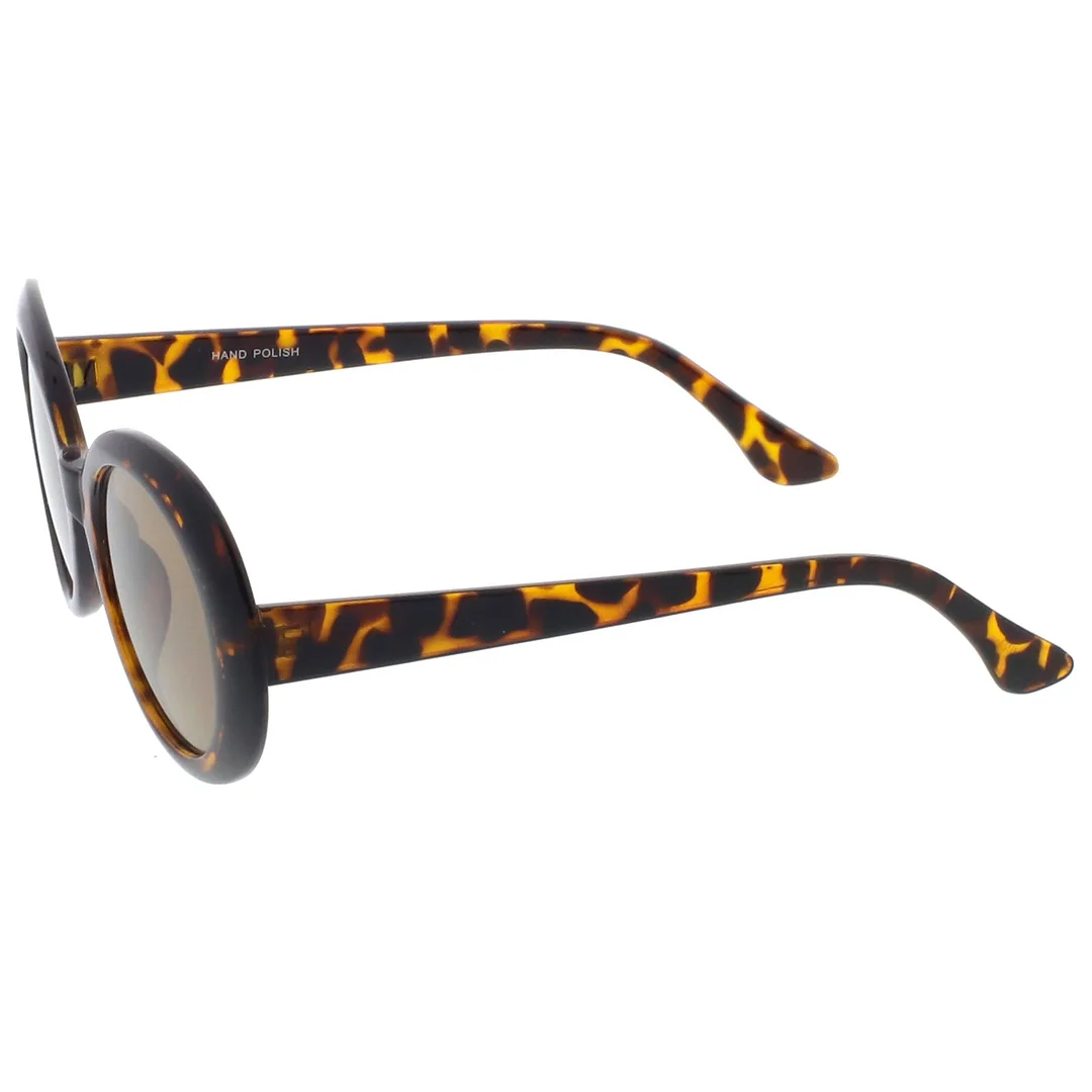 Retro Oval glasses Tapered Arms Neutral Colored Round Lens 53mm