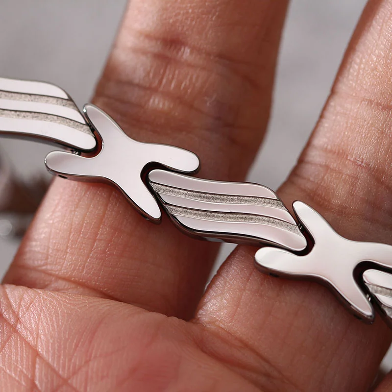 Women's Or Men's Personalised Tungsten Carbide 21cm Long Bracelets Hologram Energy Bracelet Fashion Link Chain Jewelry Gifts For Mens And Womens