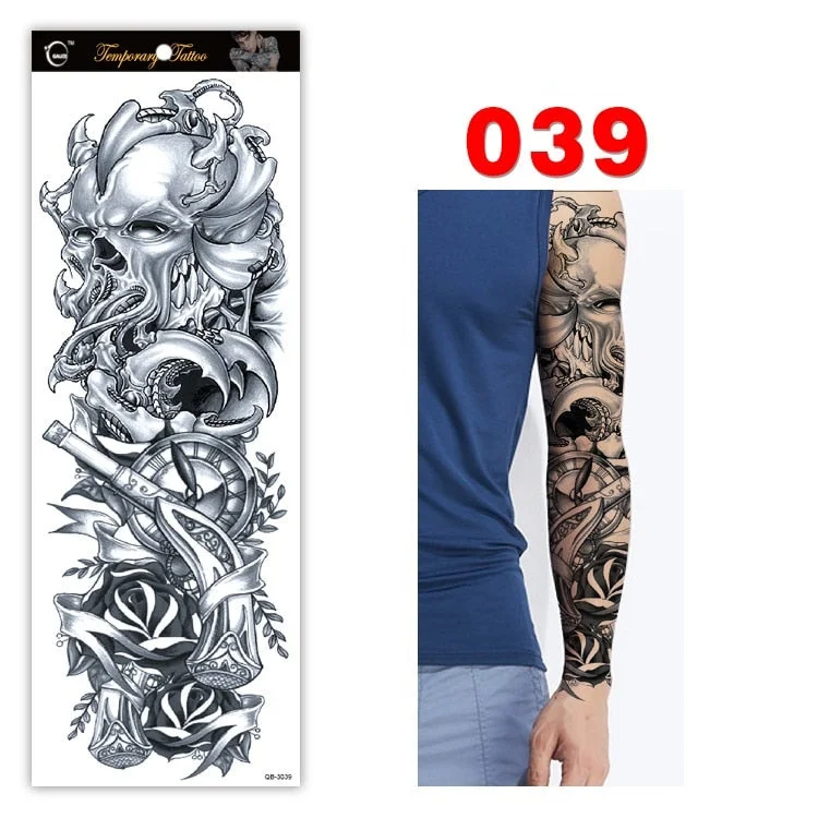 Full Arm Series Temporary Tattoo Full Arm Tattoo Sticker Lasting Waterproof Sweat Flower Arm Full Arm Tattoo Big Picture Sticker