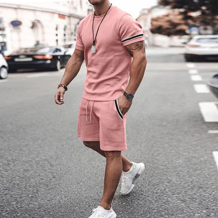 BrosWear Casual Solid Color Comfortable T-Shirt And Short Co-Ord