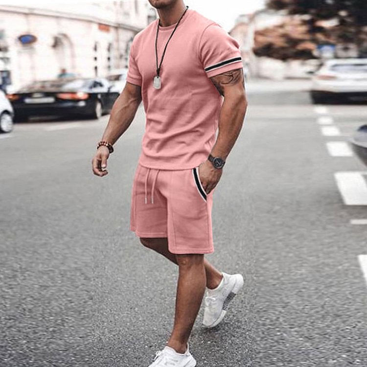 BrosWear Casual Solid Color Comfortable T-Shirt And Short Co-Ord