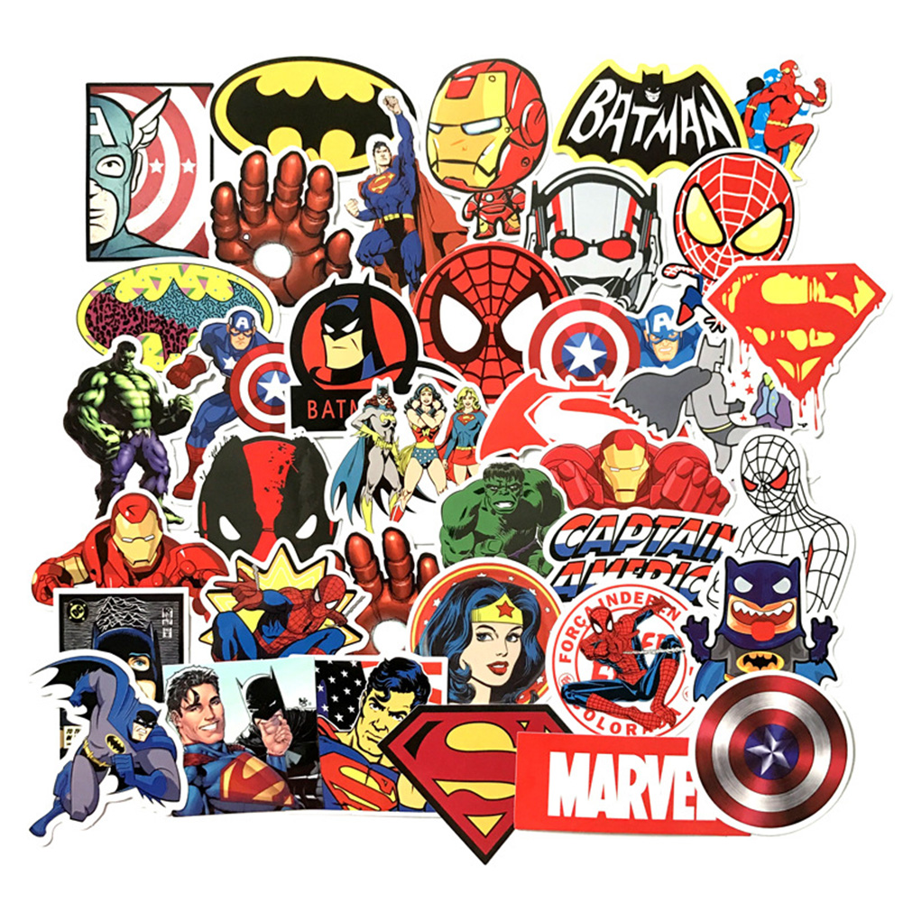 

50pcs Cartoon Marvel Stickers for Laptop Skateboard Bike Luggage DIY Decal, 501 Original