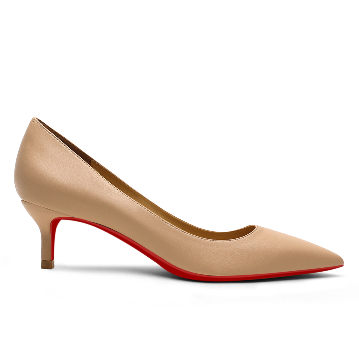 50mm Women's Low Heel Kittens Pointed Toe Casual Slip On Matte Red Bottoms Pumps-vocosishoes