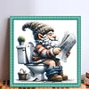 Gnome Going To Toilet-11CT Stamped Cross Stitch 45*45cm/17.72*17.72in tapestrymarket