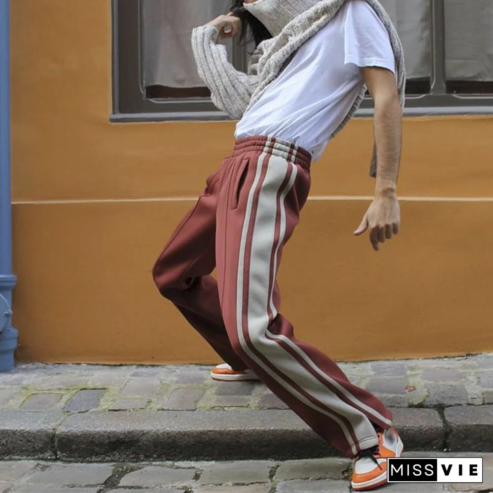 Unisex Street Trim Wide-Leg Pants