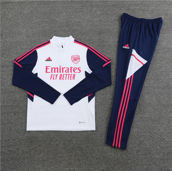 23/24 Arsenal Half-Pull White Training Suit Jersey Set