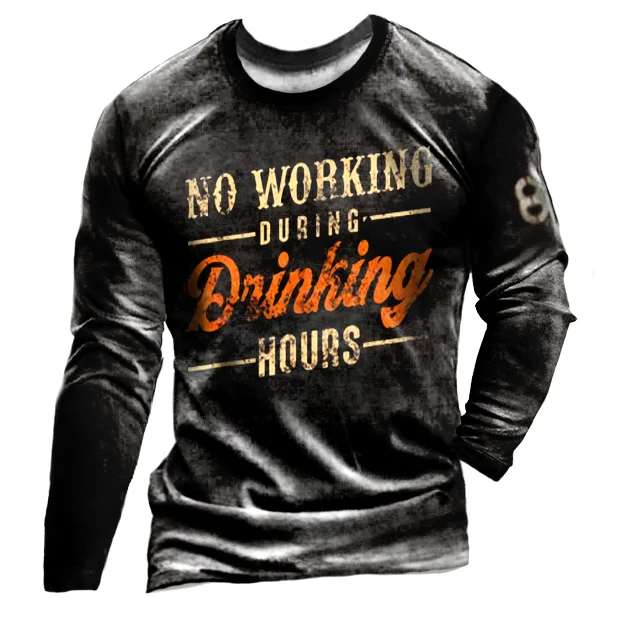 Men's no working during drinking hours printed outdoor casual T-shirt / [viawink] /