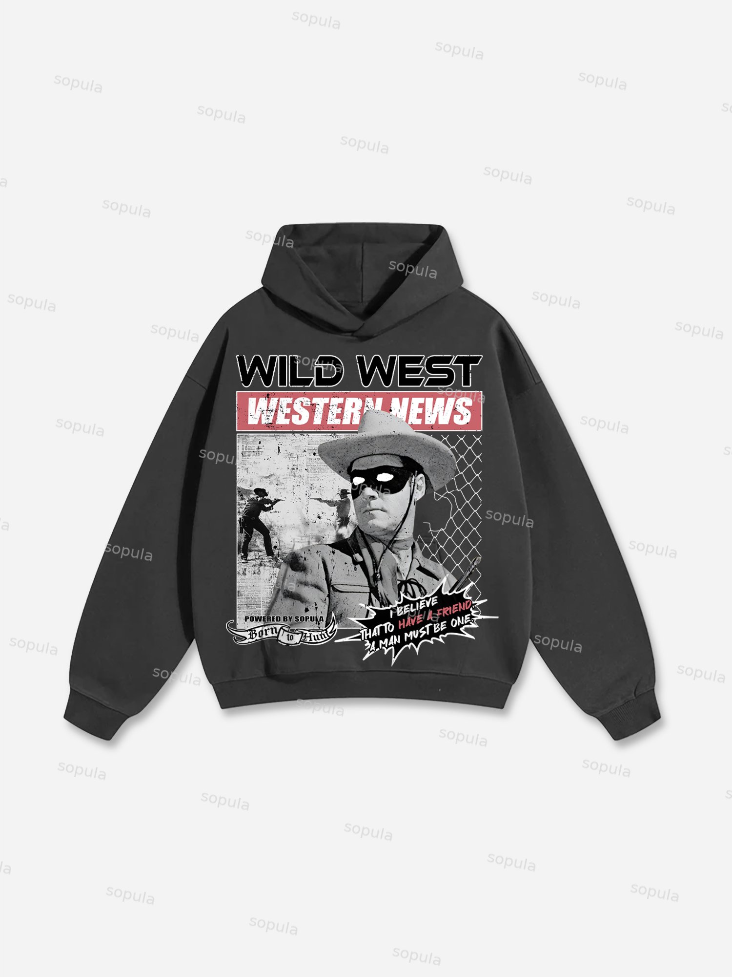 Vintage Lone Ranger Wild West Cowboy Graphic Cotton Hoodie - SOPULA