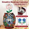 2026 Calendar DIY Diamond Art Kit Flower Wolf Wooden Diamond Painting Calendar