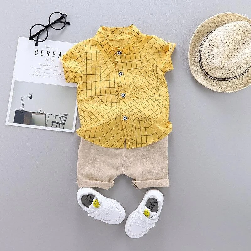 Summer Baby Boy Clothes Kids Clothes Sets Geometric Shirt  + Pants Suit Short Infant Boy Print Sports Set