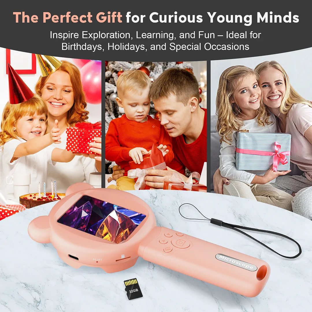BEBANG Microscope for Kids, Mini Pocket Handheld Microscope for STEM Educational Science Kit Toys for Christmas Birthday Gifts