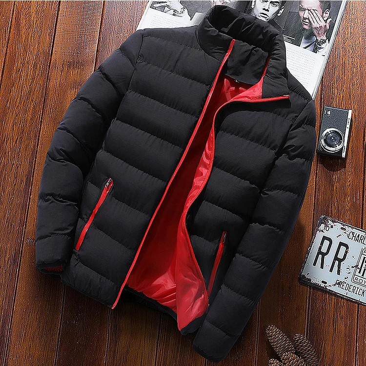 Outdoors Stand Collar Zipper Thickened Solid Quilted Jacket