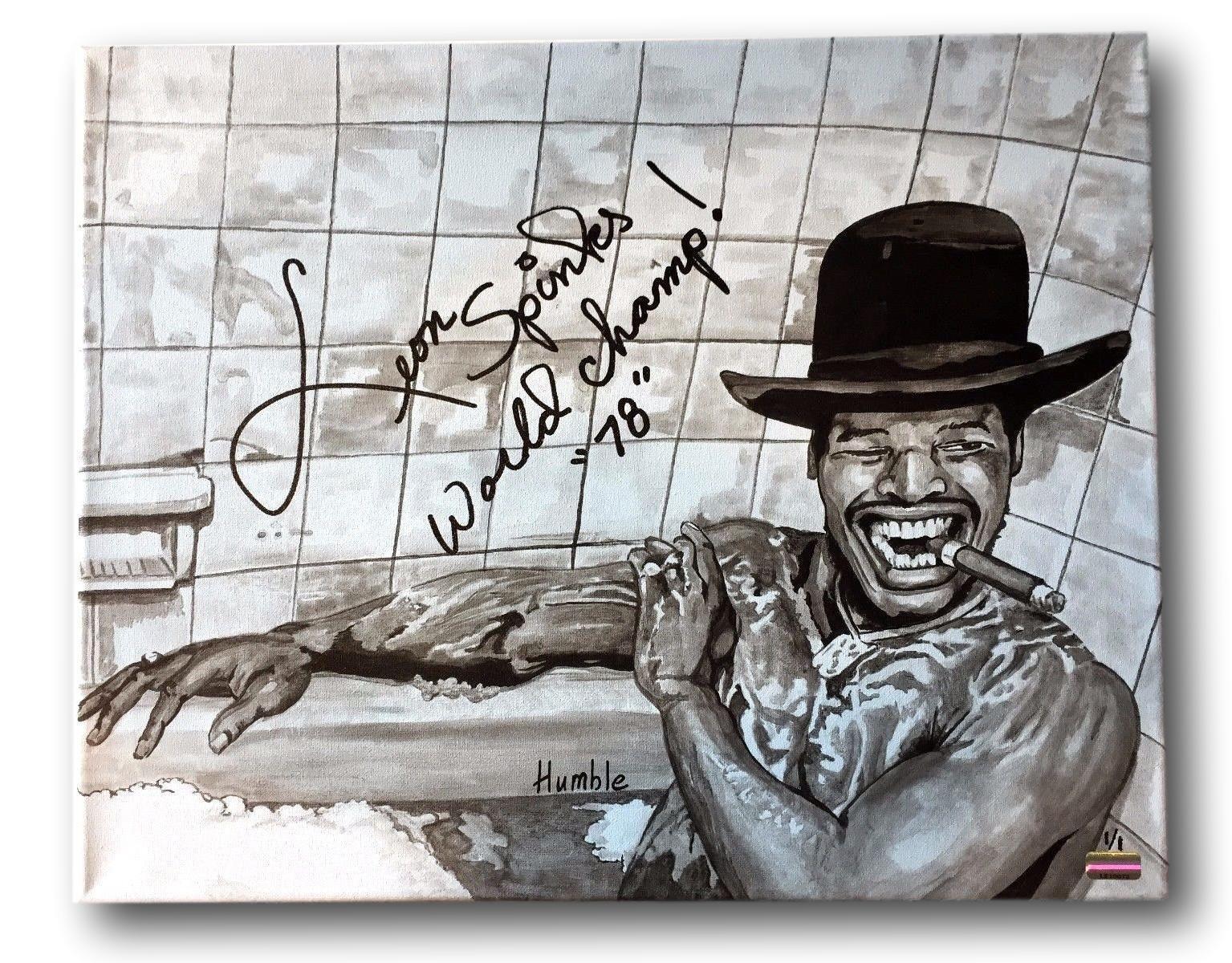 Leon Spinks Signed Original Art Work 1/1 Hand Painting COA Autograph Canvas