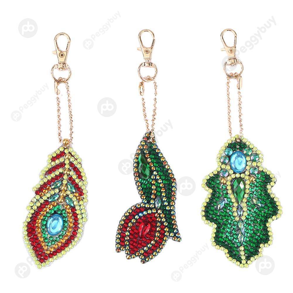 

3pcs Flower-DIY Crative Diamond Keychain, 501 Original