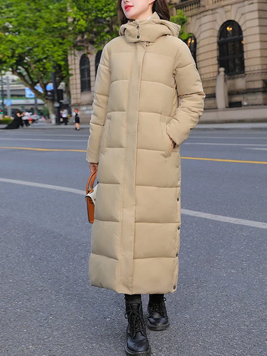 Women Long Sleeve Solid Zipper Loose Down Jacket Coats