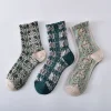 Stylish 3D Jacquard Medium Height Women Socks 10 Pairs