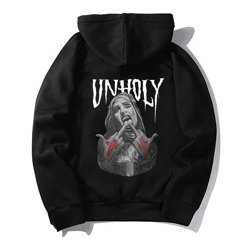 UNHOLY Defiant Nun Bad Religion Black Print Hoodie