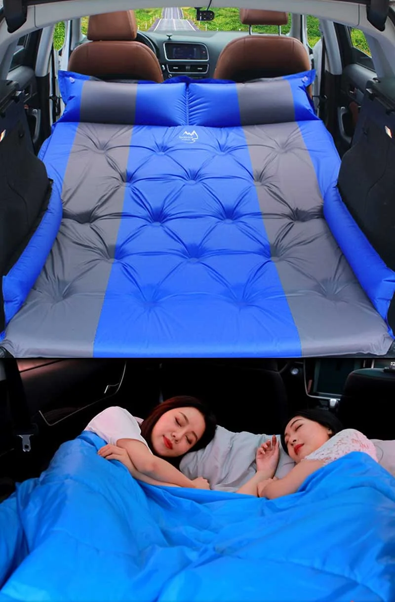 SP1002Y-Double Inflatable Car Mattress (With Wings On Both Sides), Anti Vibration 75D 2 Person Large Self Inflated Double Sleeping Pad Suv Rv Car Outdoor Mat Camping Air Mattress for Queen Sizes