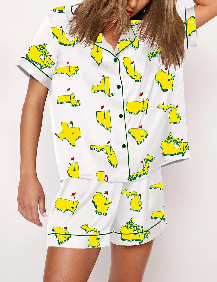 Women's All Masters-Style Golf Print Pajama Set