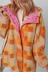 Women's Warm Bright Checkered Sherpa Hooded Jacket