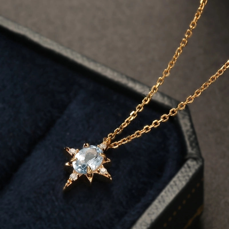 925 Sterling Silver Long-Lasting Plated Zircon Plating Inlay Star Pendant Necklace