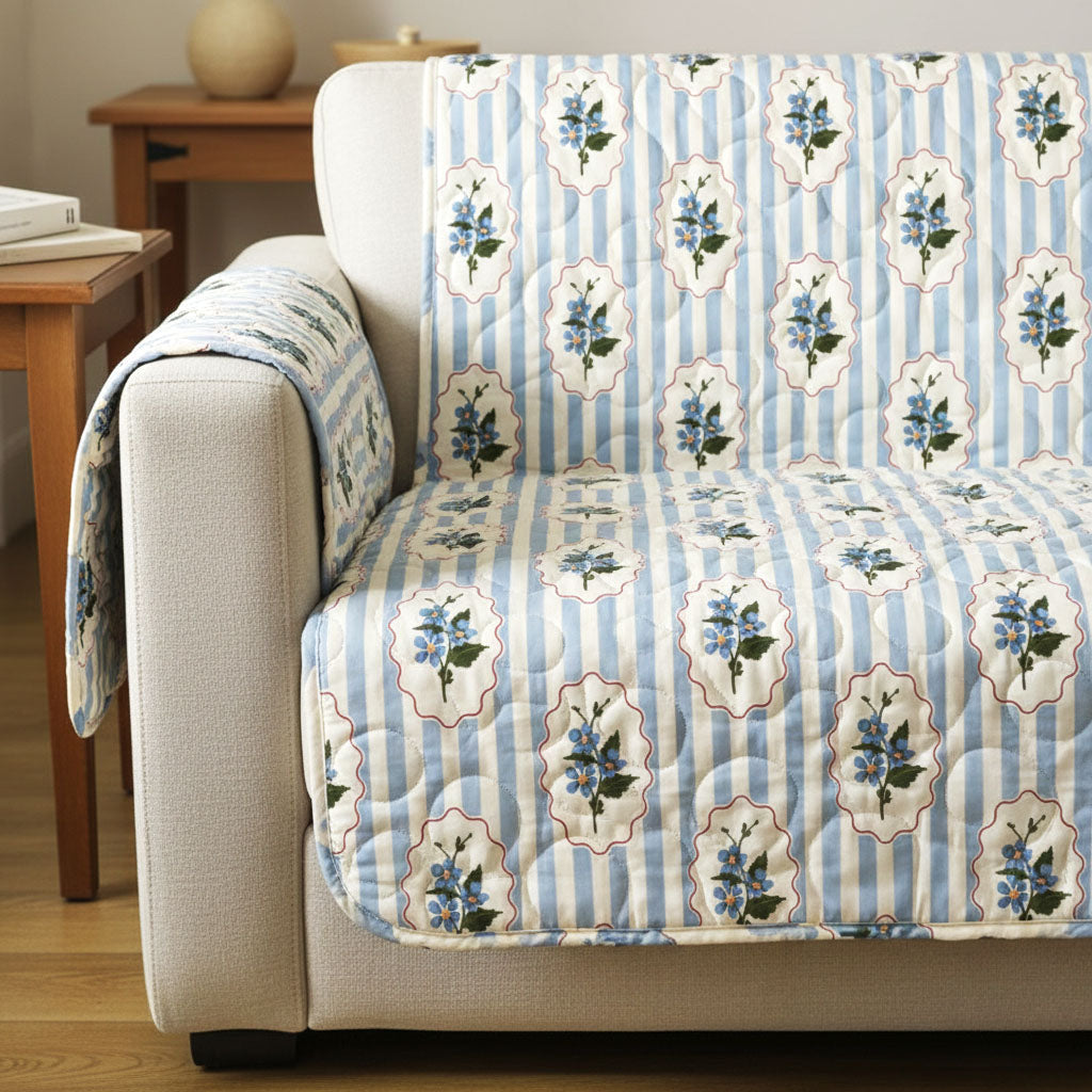 French Stripe Quilted Sofa Cover NCU0TV1523