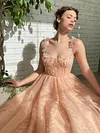 Light Peach Pink Lace Tea Length Dress Bodice Sweetheart Prom Robe Ball Gown Floral Applique Bridesmaids Dresses A Line Formal Evening Tulle