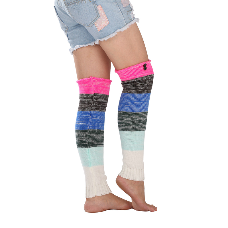 Soft Warm Retro Rainbow Contrasting Knee Protectors Socks wearshes