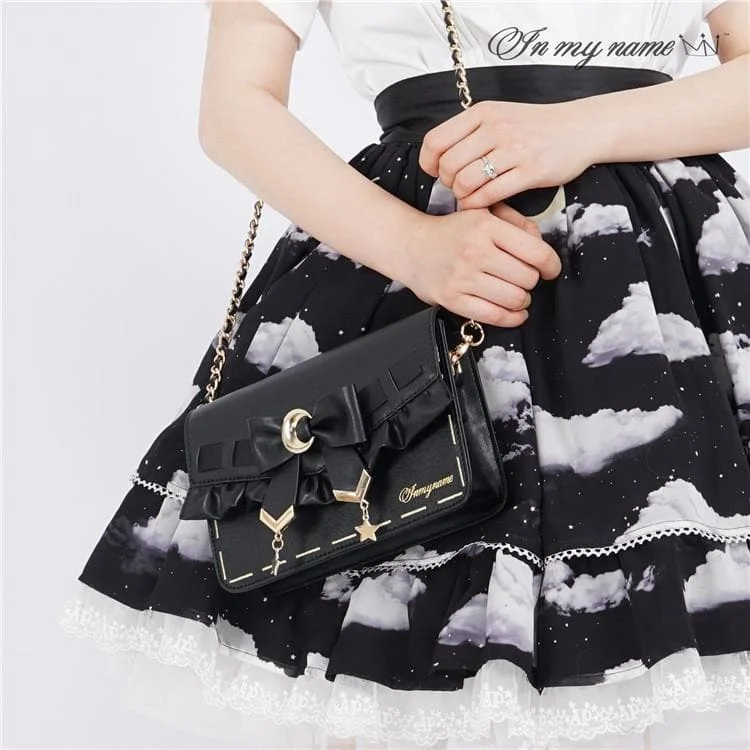 [Pre-Sale] Retro Cosplay Lolita Star Moon Ruffles Bow Single Shoulder Bag SS0753